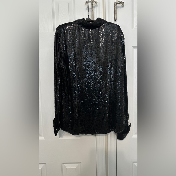 Sierra Bloom Peter Noviello Chetta B Black Sparkly Button Down - Picture 2 of 3
